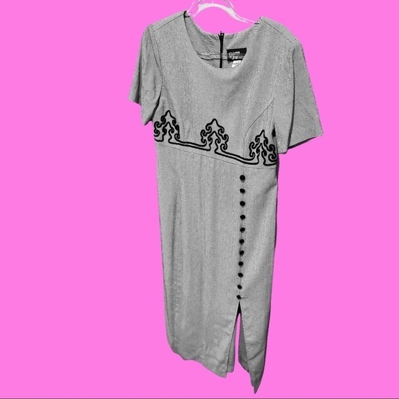 Vintage sz S/M Dawn Joy midi column dress slim 80s wiggle 90s y2k secretary VTG - Picture 7 of 10